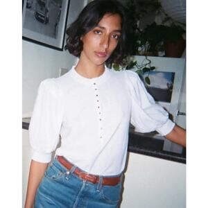 NATION LTD Veronique Henley Pima Cotton Shortsleeve Blouse Size XS